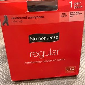 No Nonsense Pantyhose • Off Black • Reinforced Toe • Nylons • Size Plus 2